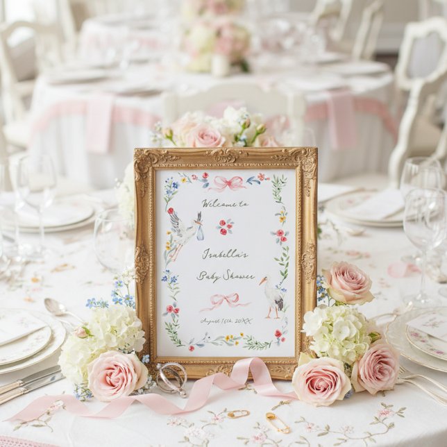 The Heirloom Rose & Ribbon Signature Stork Welcome Poster (Skapare uppladdad)
