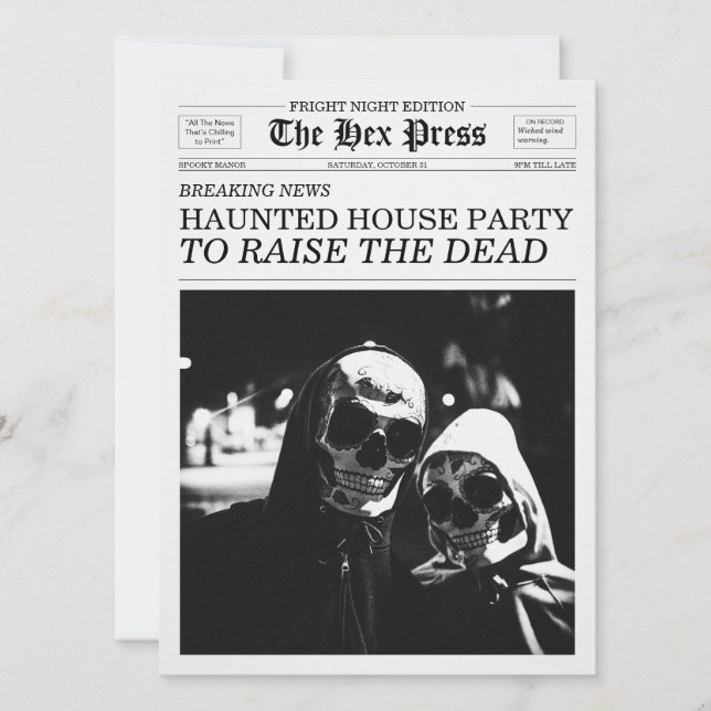 The Hex Press Tidning Spökhusfesten Inbjudningar (Framsida)