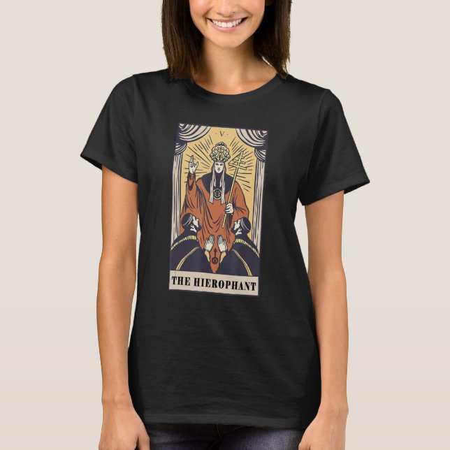 The Hierophant Gothic Tarot Card Magic Fortune Tel T Shirt (Framsida)