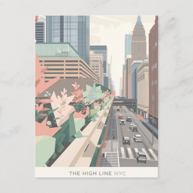 The High Line NYC Pastellkonst Vykort (Framsida)