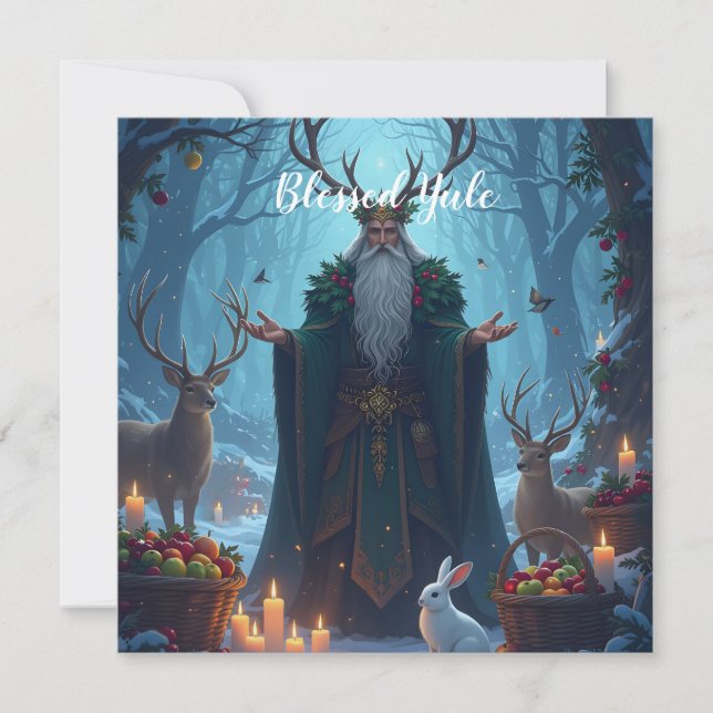 The Holly King welcomes in Yule flat Kort (Framsida)