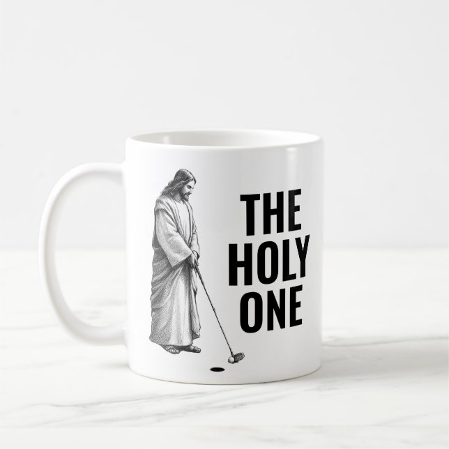 The Holy One - Golfing Jesus Kaffemugg (Vänster)