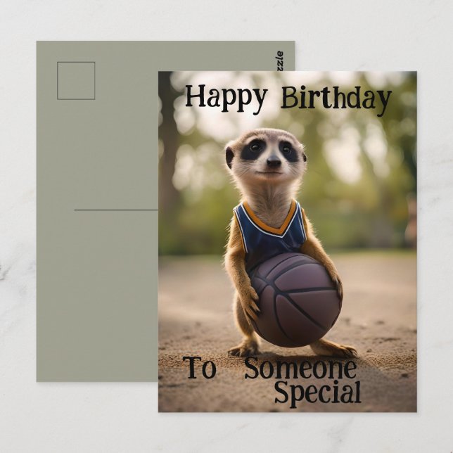 "The Hoop Star Baby Meerkat" Födelsedag Vykort (Fram/baksida)