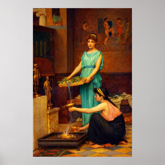 The Household Gods av John William Waterhouse Poster (Framsidan)
