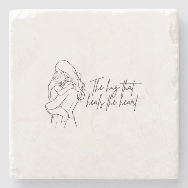 The Hug That Heals the Heart Stone Coaster  Stenunderlägg (Framsidan)