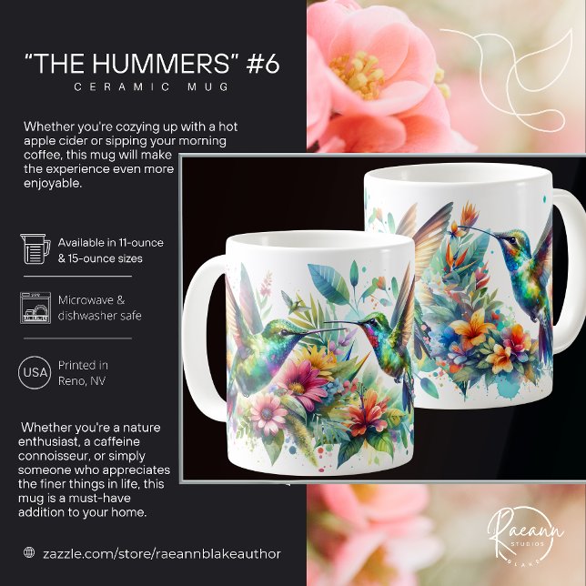 "The Hummers" #6 Kolibri Keramikkopp Kaffemugg (Skapare uppladdad)