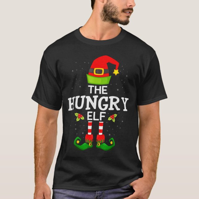 The Hungry Elf Christmas Family Matching Pajama  T Shirt (Framsida)