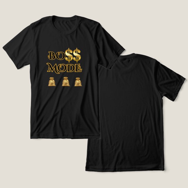 THE HUSTLE, BOSS MODE MEN'S BLACK SHORT SLEEVE  T SHIRT (Design fram och bak)