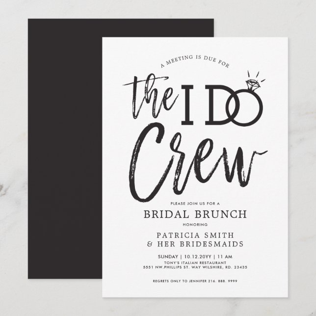 The I Do Crew | Bröllopsbrunchfest Inbjudningar (Fram/baksida)