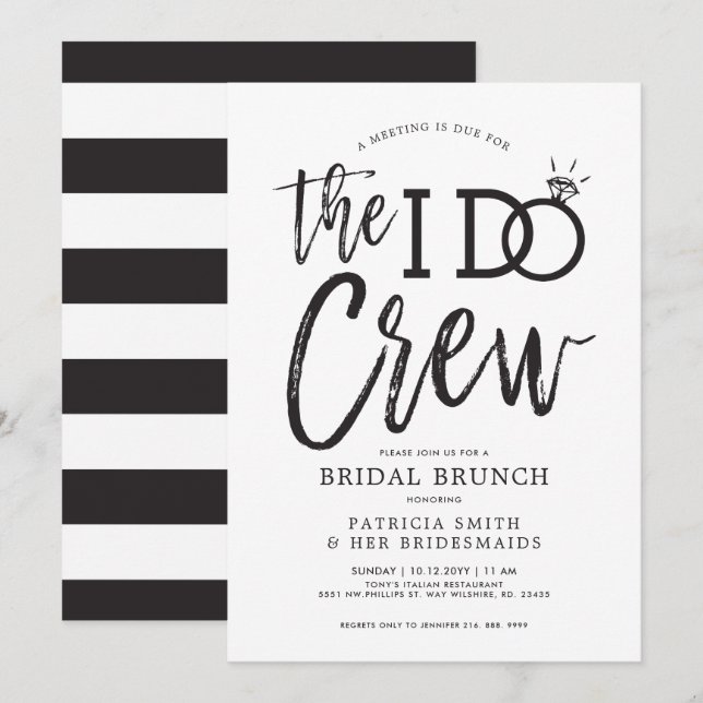 The I Do Crew | Bröllopsfirarbrunch Inbjudningar (Fram/baksida)