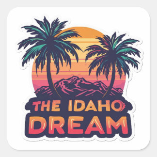 The Idaho Dream American Retro Sunset Fyrkantigt Klistermärke