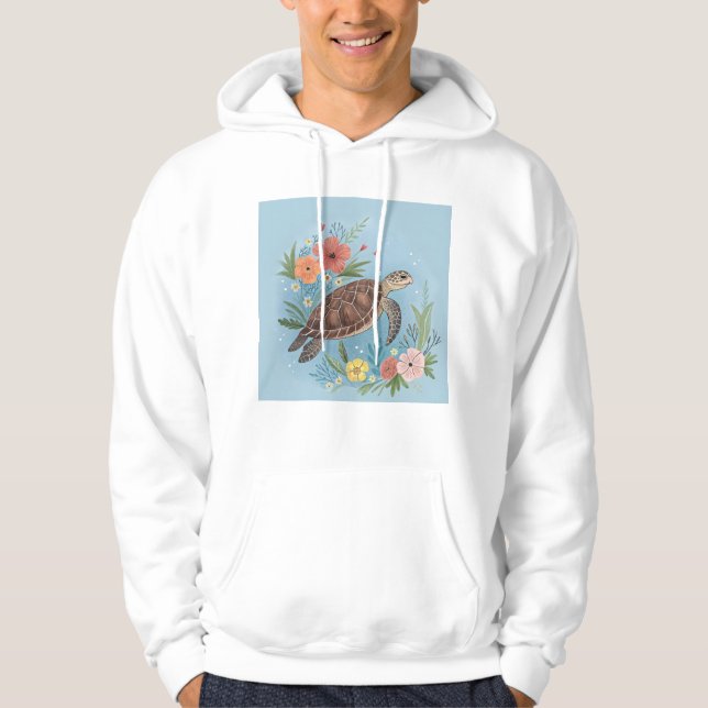 The illustration of a sea turtle hoodie (Framsida)