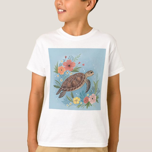 The illustration of a sea turtle t shirt (Framsida)
