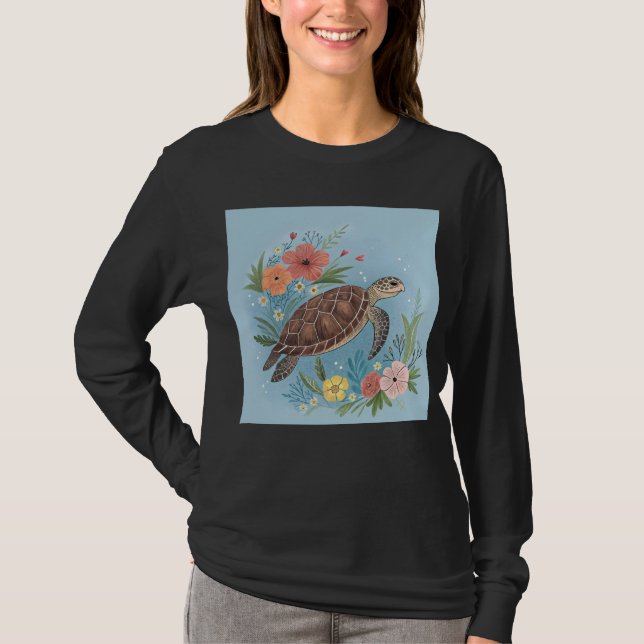 The illustration of a sea turtle t shirt (Framsida)