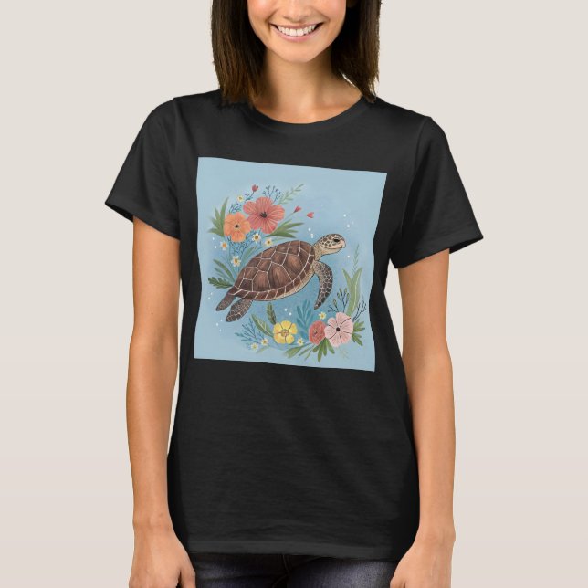 The illustration of a sea turtle t shirt (Framsida)