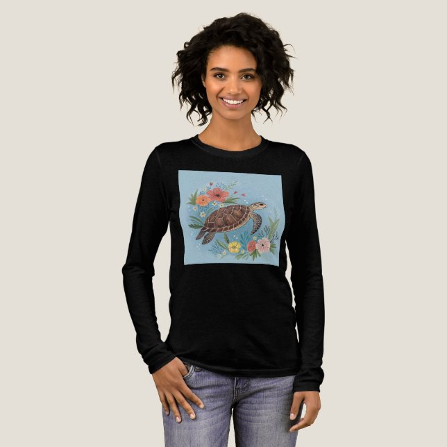 The illustration of a sea turtle t shirt (Hel framsida)