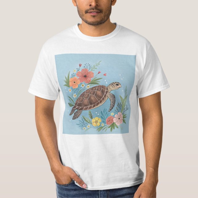 The illustration of a sea turtle t shirt (Framsida)