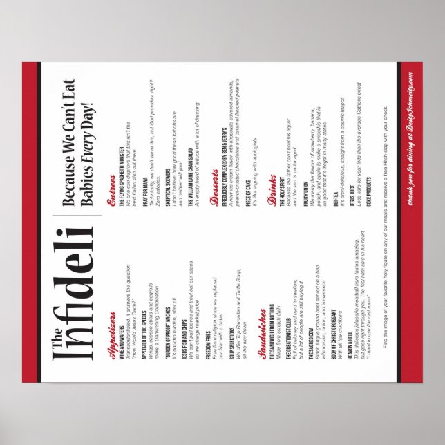 The Infideli Menu Poster (Framsidan)