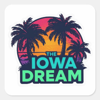 The Iowa Dream American Retro Summer Fyrkantigt Klistermärke