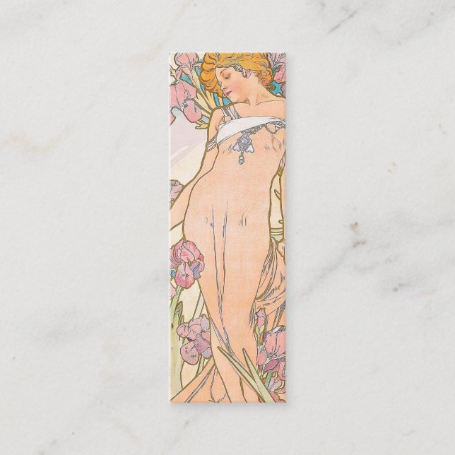 The Iris (1897) of Alphonse Mucha Bookmark Mini Visitkort (Framsida)
