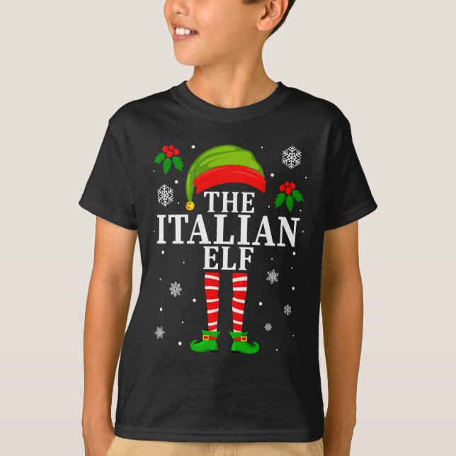 The Italian Elf Family Matching Christmas Pajama L T Shirt (Framsida)