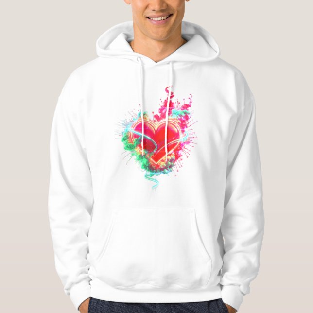 The Jaded Heart on a Cozy Long Sleeve White Hoodie (Framsida)