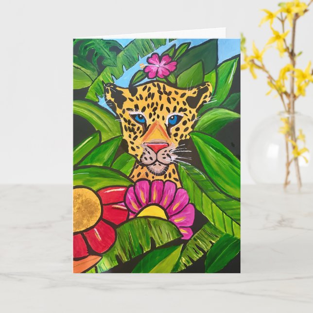 The Jaguar Blank Kort (Gul blomma)