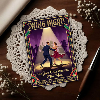 The Jive Cats Swing Night Vintage Vykort