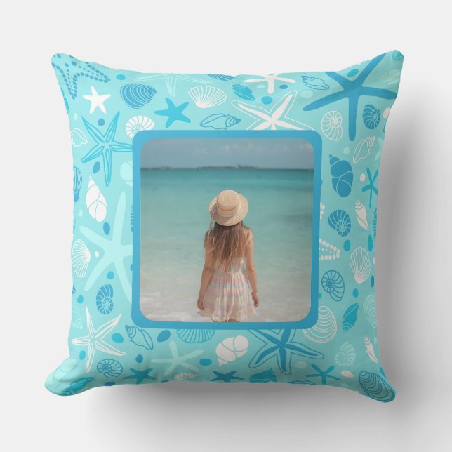 The Johnson Beach House Pillow, Cute Sea Pattern Kudde (Framsida)