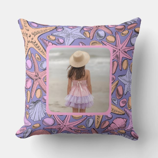 The Johnson Beach House Pillow, Fantasy Sea Patter Kudde (Framsida)