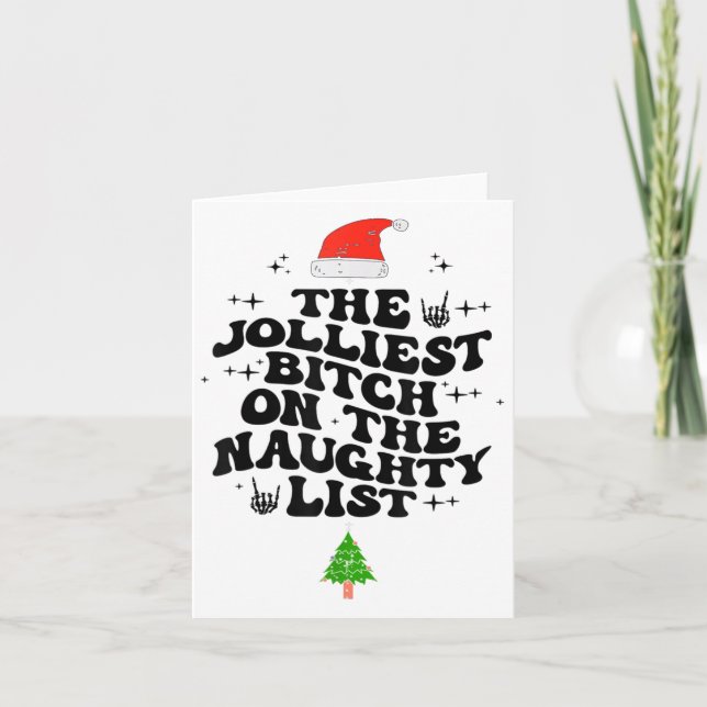 The Jolliest On The Naughty List Funny Christmas  Kort (Framsida)