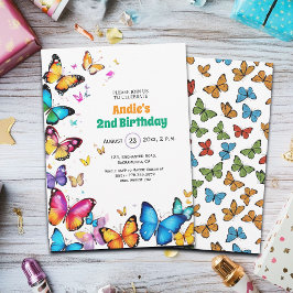The Joy of Butterflies 2nd Birthday Invitation Inbjudningar