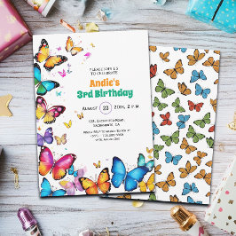 The Joy of Butterflies 3rd Birthday Invitation Inbjudningar