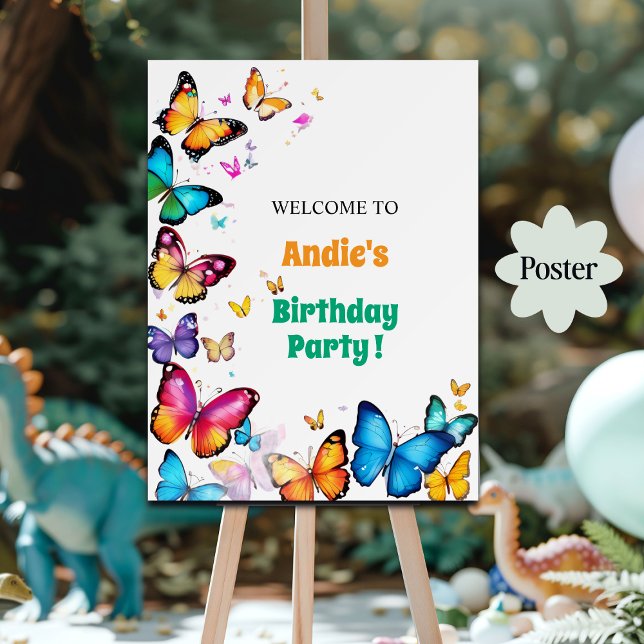 The Joy of Butterflies Birthday Party Welcome Poster (Skapare uppladdad)