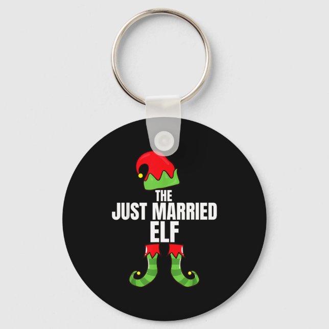 The Just Married Elf Matching Family Christmas Gro Nyckelring (Framsida)