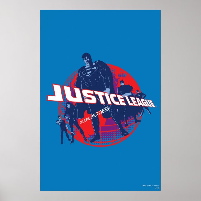 The Justice League Global Heroes and Globe Poster (Framsidan)