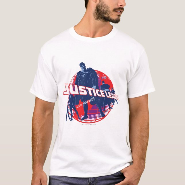 The Justice League Global Heroes and Globe T-shirt (Framsida)