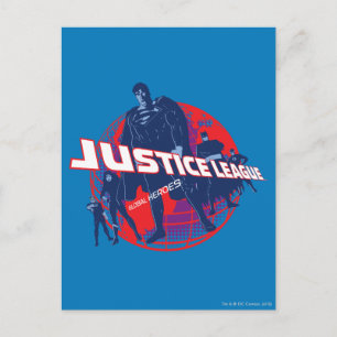 The Justice League Global Heroes and Globe Vykort