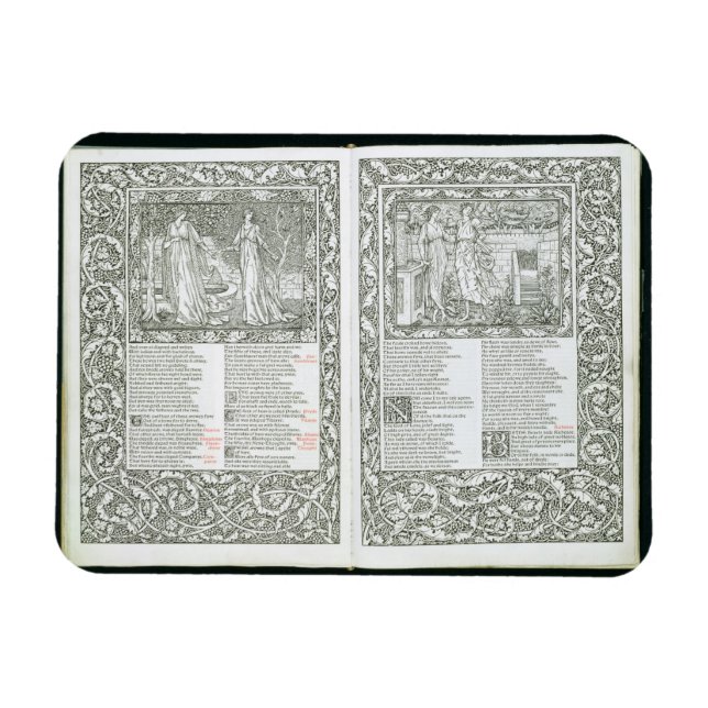 The Kelmscott Chaucer, som publicerades 1896 av Ke Magnet (Horisontell)