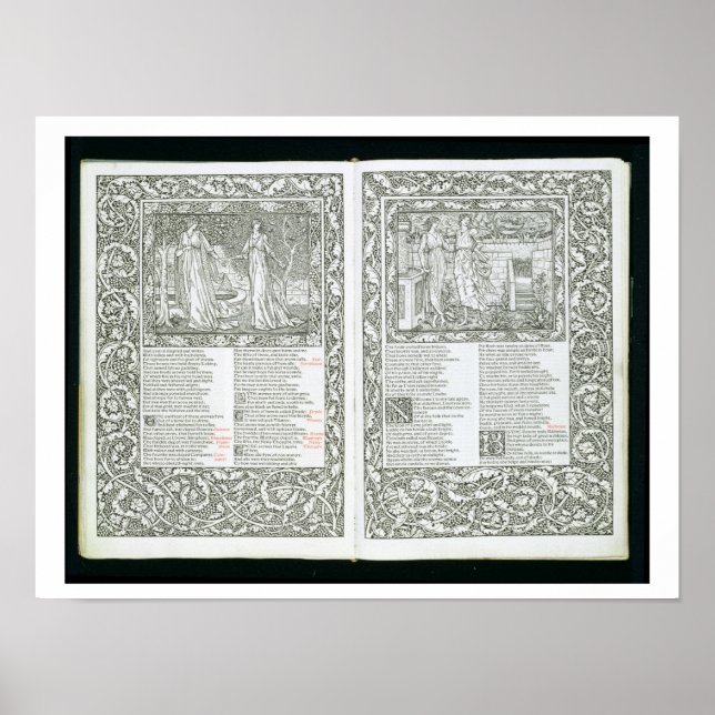 The Kelmscott Chaucer, som publicerades 1896 av Ke Poster (Framsidan)
