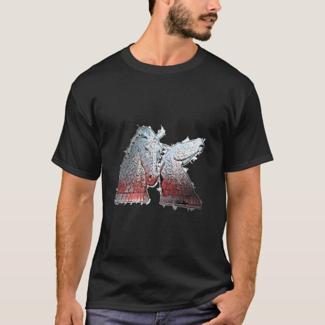 The Kelpies Falkirk Scotland United Kingdom T Shirt (Framsida)