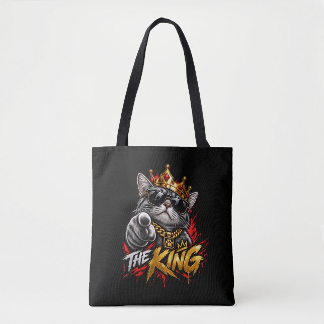 The King Cool Cat med krona handväskor Tygkasse (Framsida)