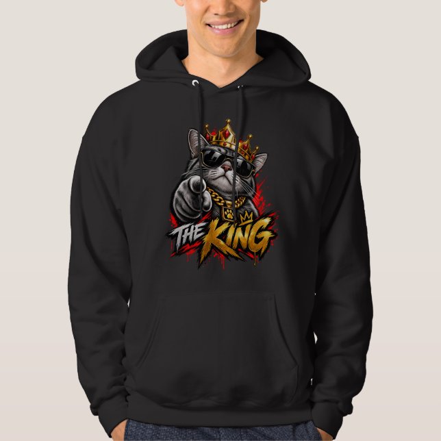 The King Cool Cat With Crown Hoodie (Framsida)