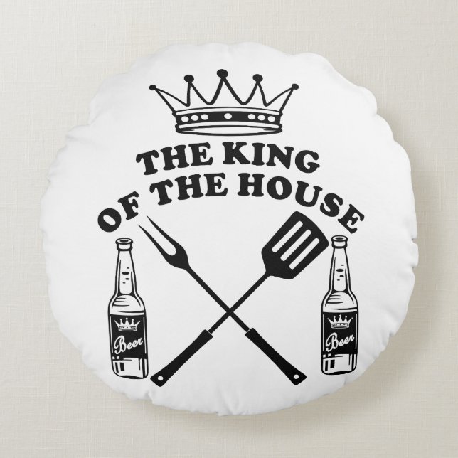 The King of the House Beer Rund Kudde (Framsidan)