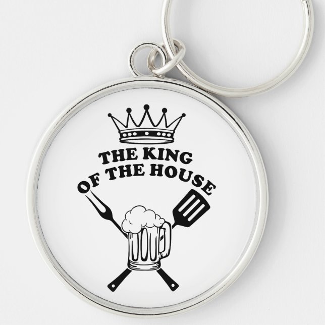 The King of the House Rund Silverfärgad Nyckelring (Framsidan)