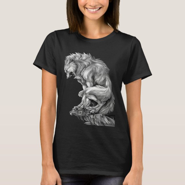 The King of The Werewolf Medieval Wolf Curse Monst T Shirt (Framsida)