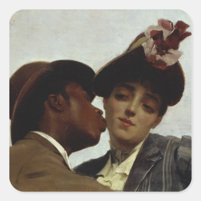 The Kiss, 1887 Fyrkantigt Klistermärke (Framsida)