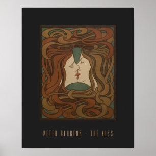 The Kiss 1898, kvinna - Art nouveau - Illustration Poster
