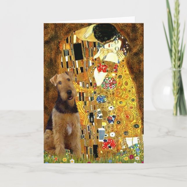 The Kiss - Airedale Terrier (#1) Helgkort (Framsida)