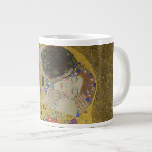 The Kiss, Art Nouveau Oil Painting, Gustav Klimt Jumbo Mugg (Framsida höger)